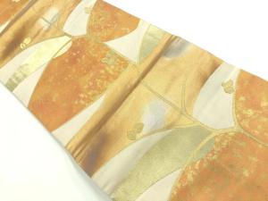 リサイクル　葉模様織出し名古屋帯